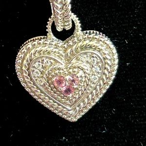 Judith Ripka, 925 Sterling heart CZ pendant and chain.
